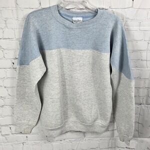 1980's Velva Sheen Color Block Sweatshirt  Light Blue And Gray Sz. Large Vntg BB